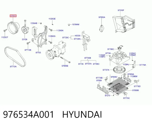 Шків компресора кондиціонера 976534A001 Hyundai/Kia
