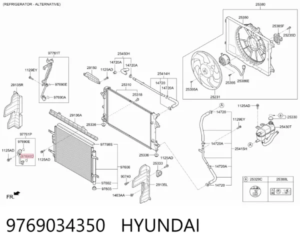 Кільце ущільнююче шланга компресора, зворотного 9769034350 Hyundai/Kia