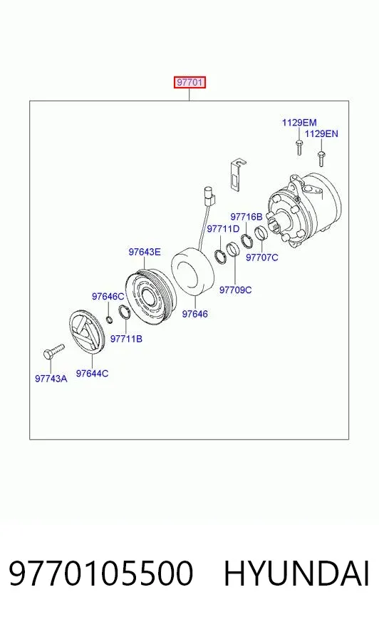 Компресор кондиціонера 9770105500 Hyundai/Kia