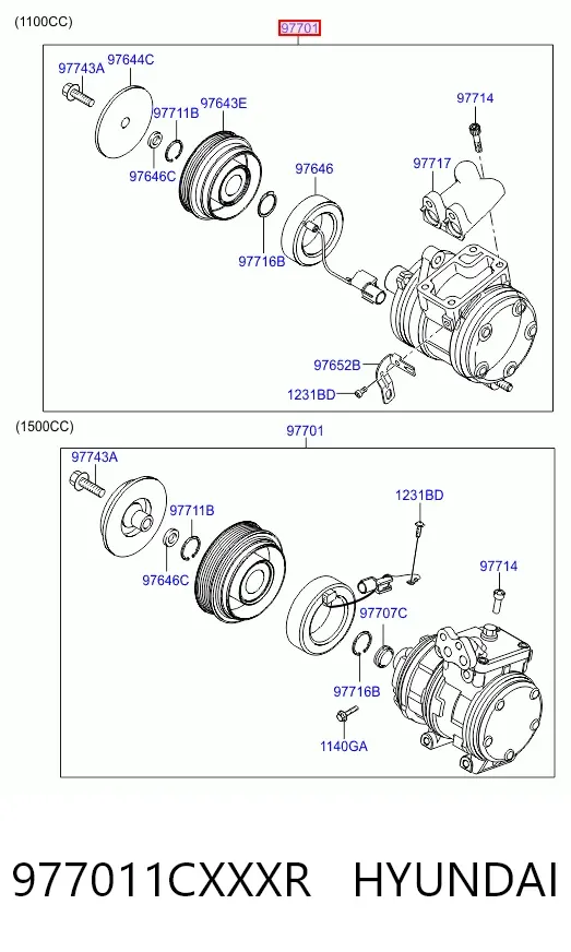 Компресор кондиціонера 977011CXXXR Hyundai/Kia