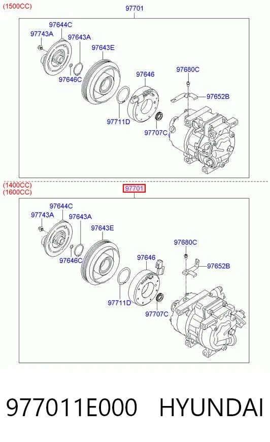 Компресор кондиціонера 977011E000 Hyundai/Kia