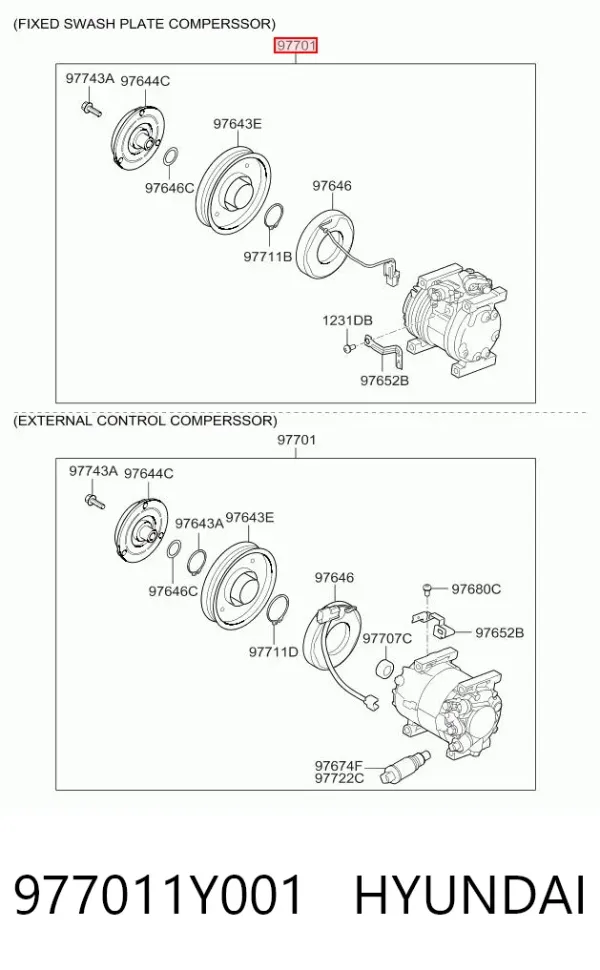 Компресор кондиціонера 977011Y001 Hyundai/Kia