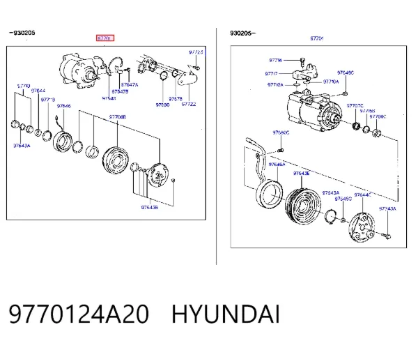 Компресор кондиціонера 9770124A20 Hyundai/Kia