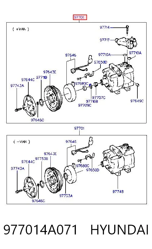Компресор кондиціонера 977014A071 Hyundai/Kia