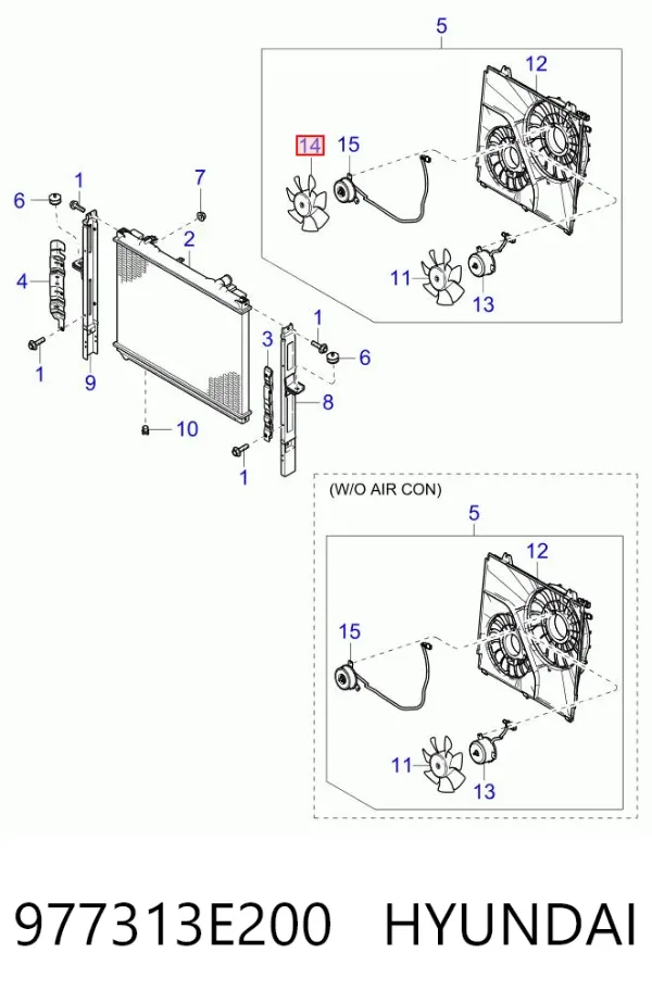 Вентилятор/крильчатка радіатора охолодження 977313E200 Hyundai/Kia