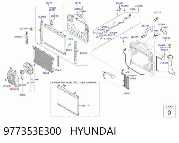 Дифузор (кожух) радіатора охолодження 977353E300 Hyundai/Kia