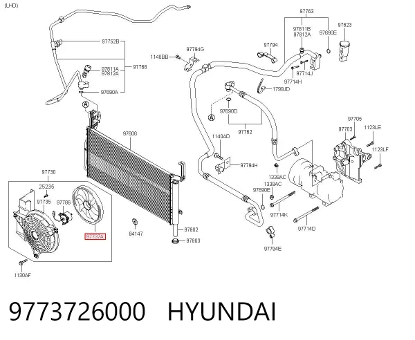 Вентилятор/крильчатка радіатора кондиціонера 9773726000 Hyundai/Kia