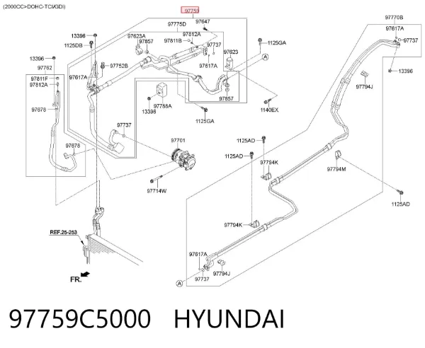 Шланг кондиціонера, від випарника до компресора 97759C5000 Hyundai/Kia