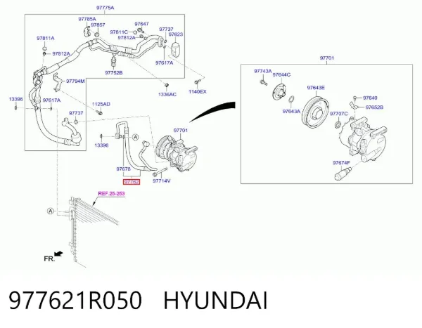Шланг кондиціонера, від компресора до радіатора 977621R050 Hyundai/Kia