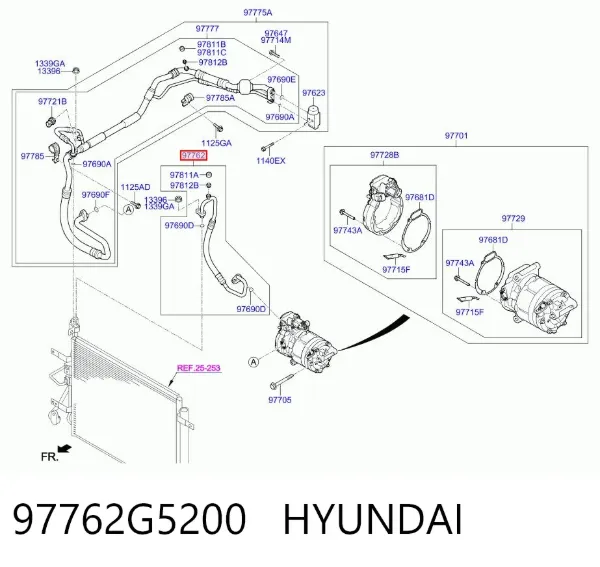 Шланг кондиціонера, від компресора до радіатора 97762G5200 Hyundai/Kia