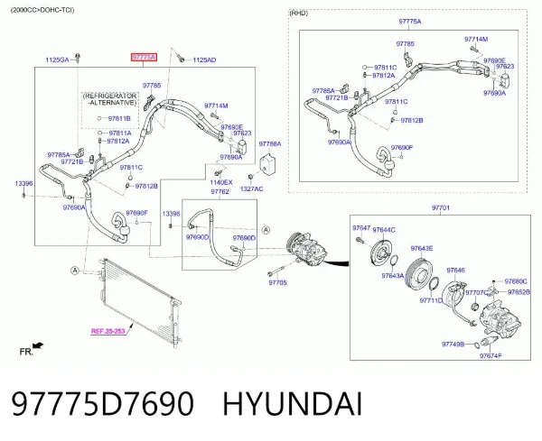 Шланг кондиціонера, від радіатора до випарника 97775D7690 Hyundai/Kia
