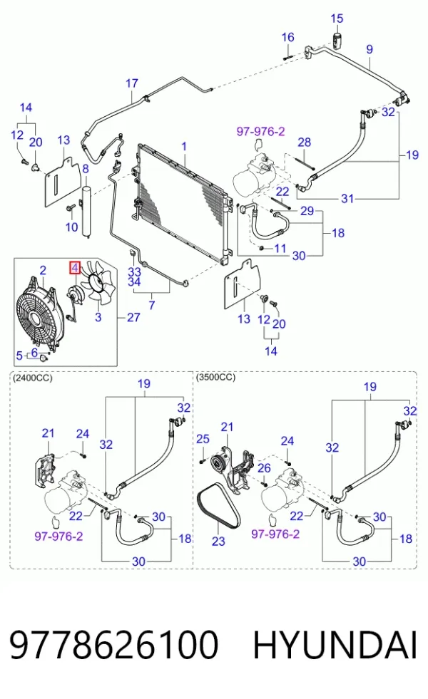 Двигун вентилятора системи охолодження 9778626100 Hyundai/Kia