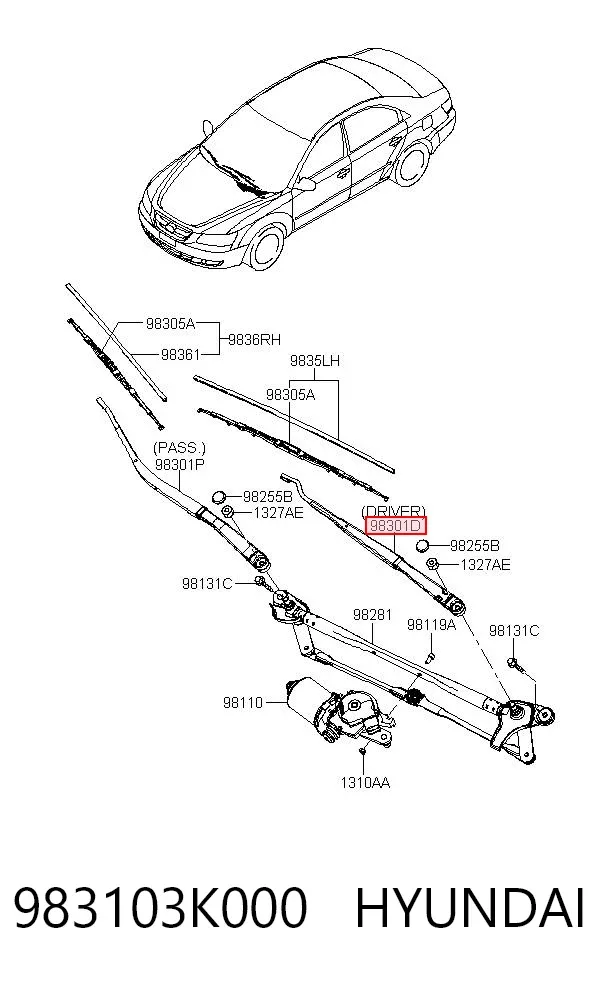 Важіль склоочисника Hyundai Sonata V