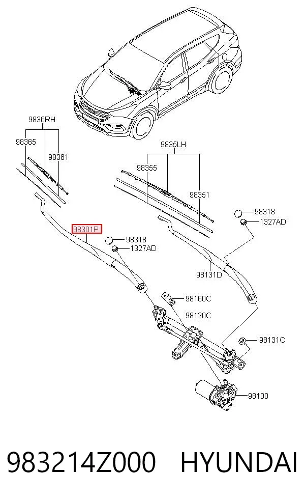 Важіль склоочисника 983214Z000 Hyundai/Kia