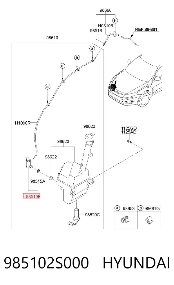 Моторчик омивача 985102S000 Hyundai/Kia