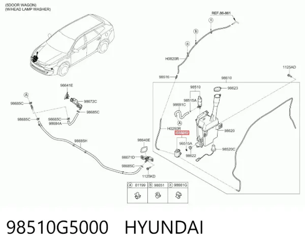 Насос-двигун омивача скла, перед/зад 98510G5000 Hyundai/Kia