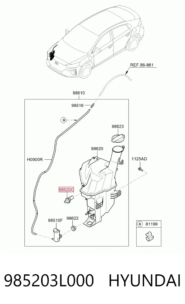 Датчик рівня бачка склоомивача 985203L000 Hyundai/Kia
