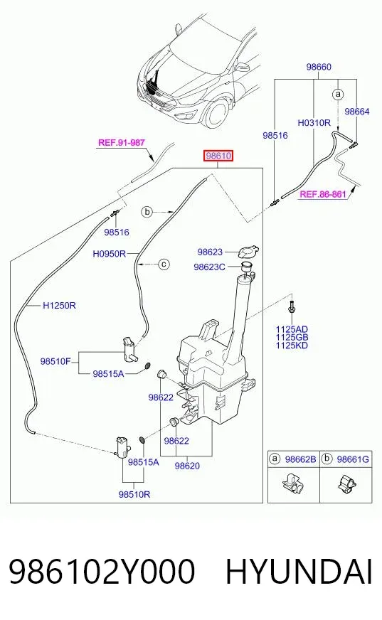 Бачок омивача 986102Y000 Hyundai/Kia