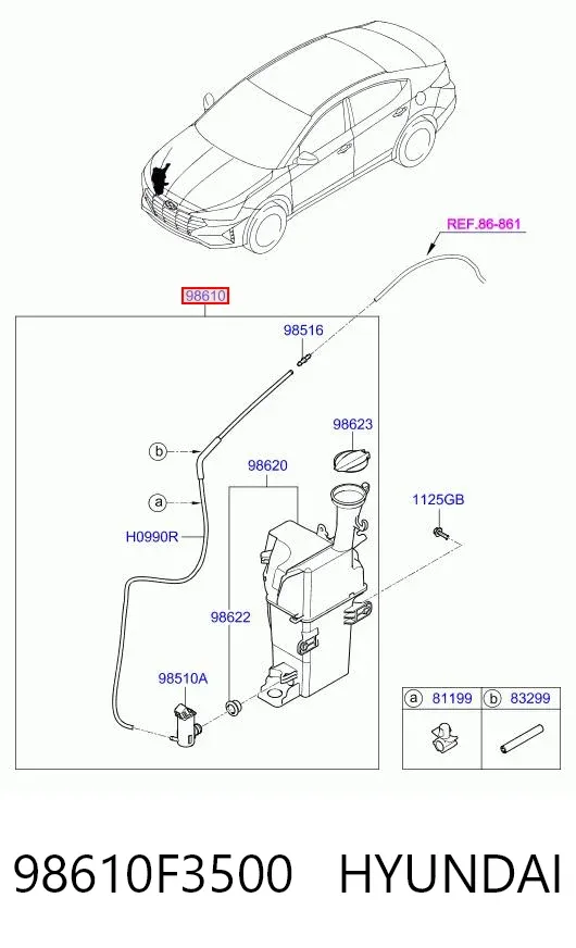 Бачок омивача 98610F3500 Hyundai/Kia