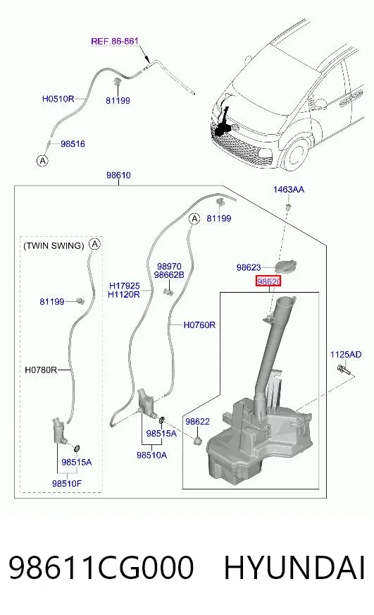 Бачок омивача 98611CG000 Hyundai/Kia