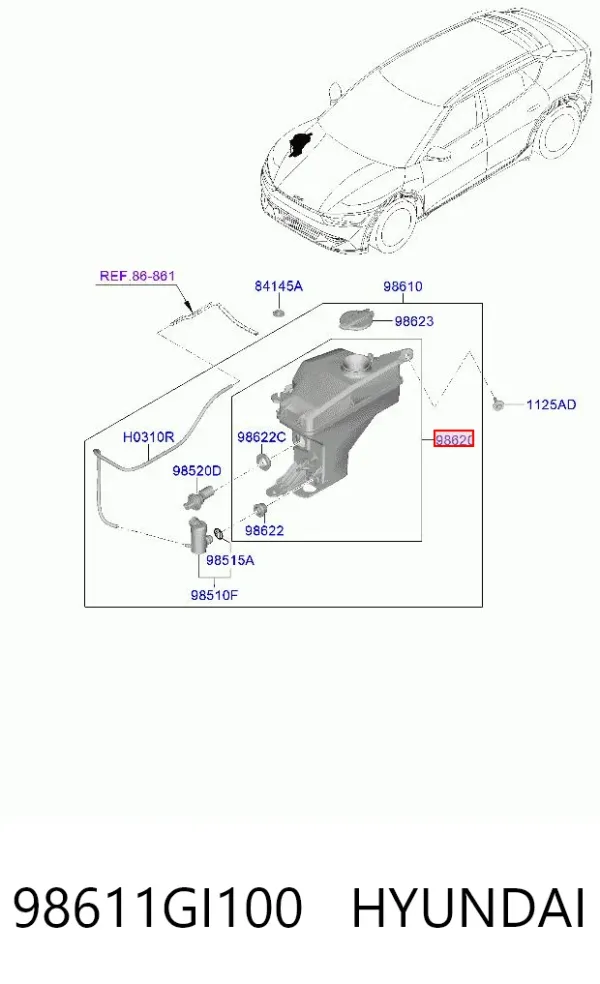 Бачок омивача 98611GI100 Hyundai/Kia