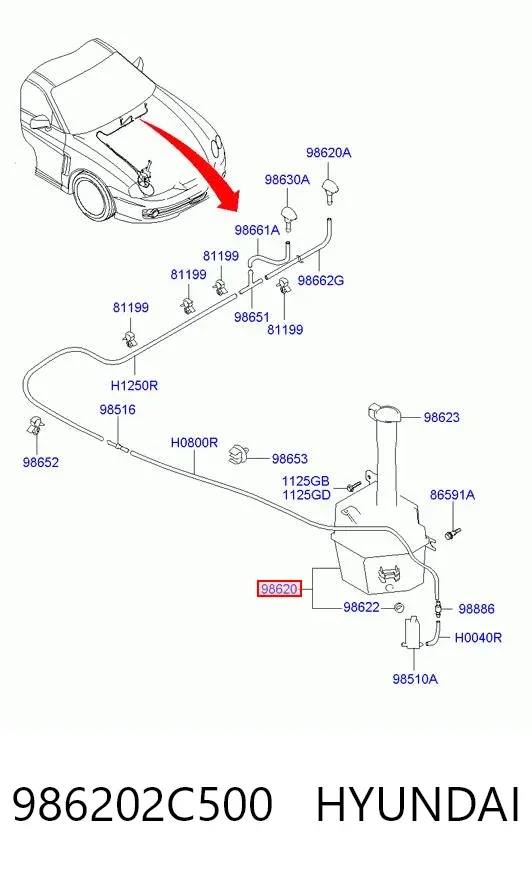 Бачок омивача 986202C500 Hyundai/Kia