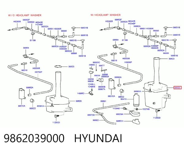 Бачок омивача 9862039000 Hyundai/Kia