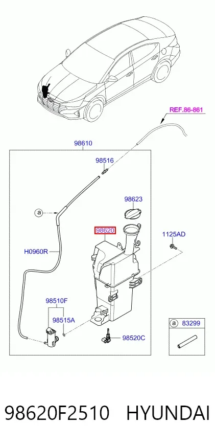 Бачок омивача 98620F2510 Hyundai/Kia