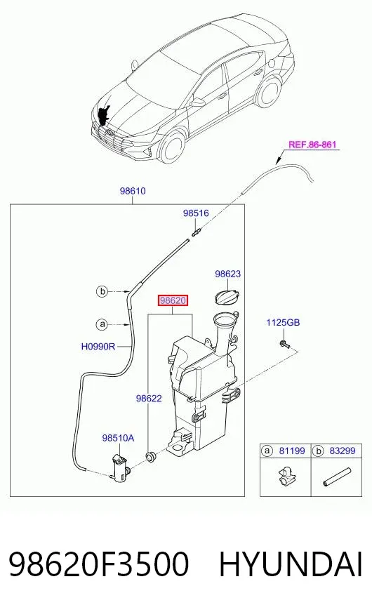 Бачок омивача 98620F3500 Hyundai/Kia