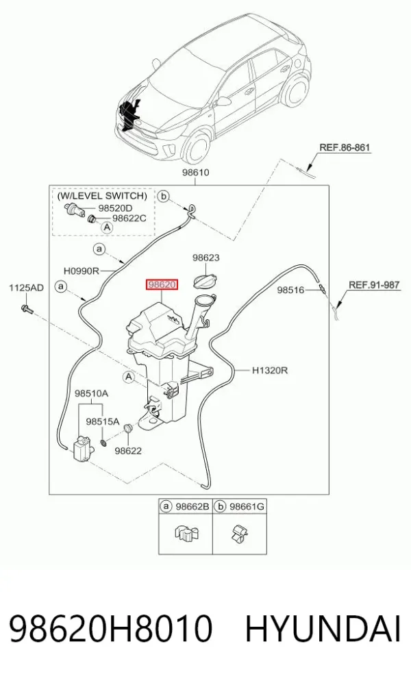 Бачок омивача 98620H8010 Hyundai/Kia