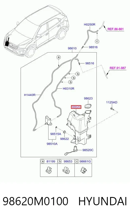 Бачок омивача 98620M0100 Hyundai/Kia