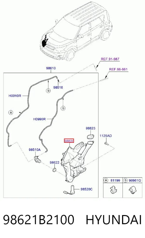 Бачок омивача 98621B2100 Hyundai/Kia