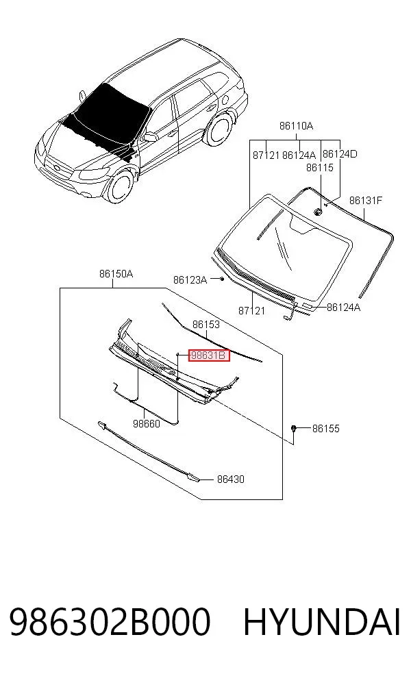 Форсунка омивача скла лобового, ліва 986302B000 Hyundai/Kia