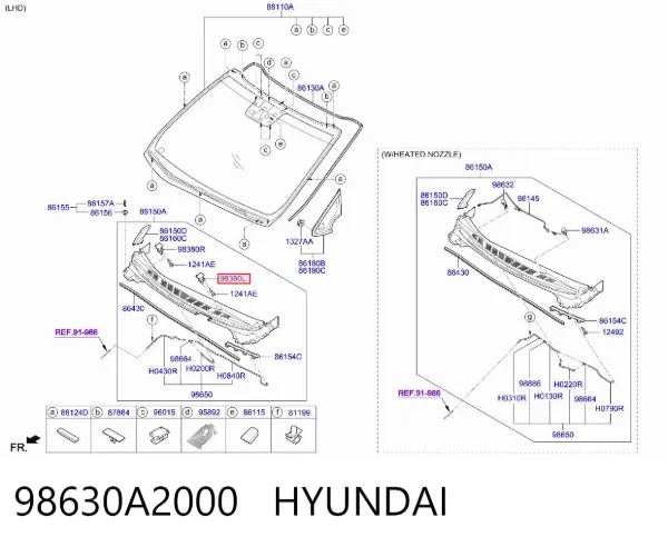 Форсунка омивача 98630A2000 Hyundai/Kia
