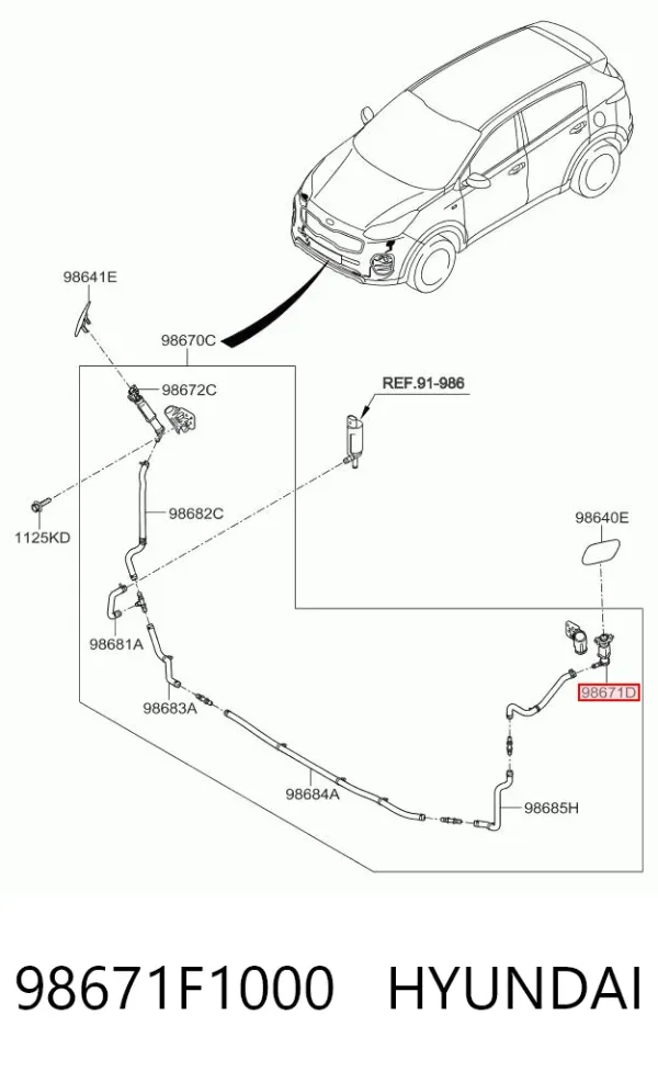 Форсунка омивача фари передньої, лівою 98671F1000 Hyundai/Kia