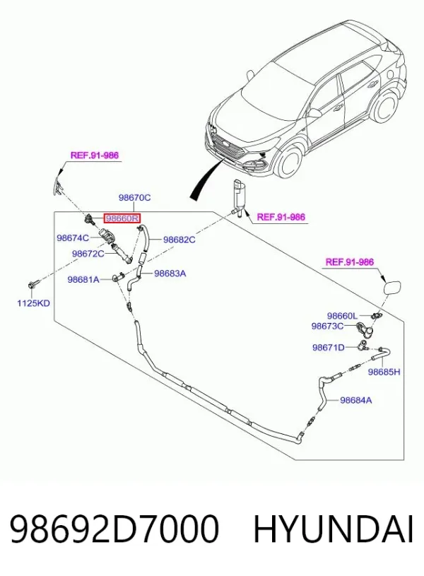 Форсунка омивача фари передньої, правої 98692D7000 Hyundai/Kia