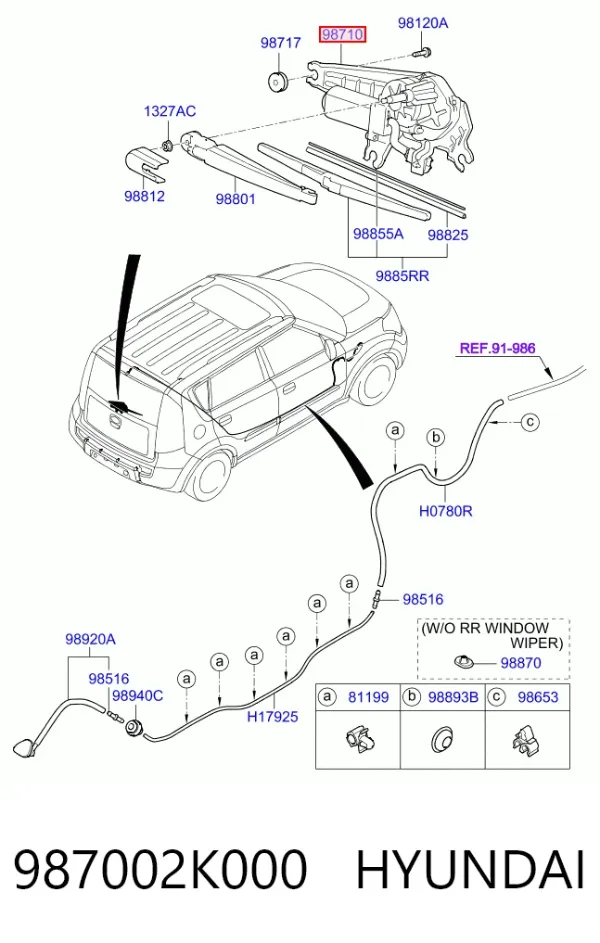 Моторчик заднього склоочисника 987002K000 Hyundai/Kia