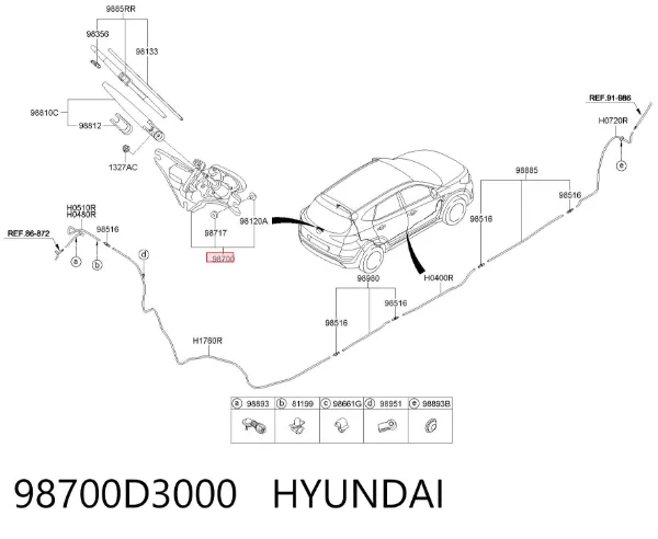 Моторчик заднього склоочисника 98700D3000 Hyundai/Kia