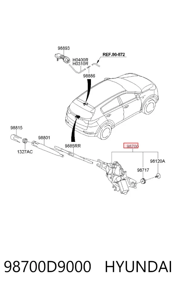 Моторчик заднього склоочисника 98700D9000 Hyundai/Kia