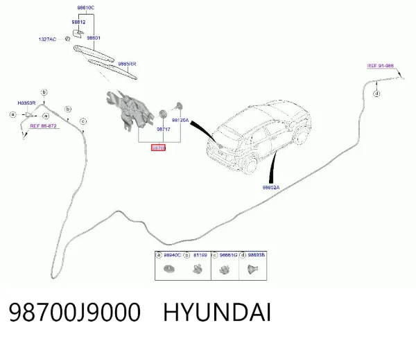 Моторчик заднього склоочисника 98700J9000 Hyundai/Kia
