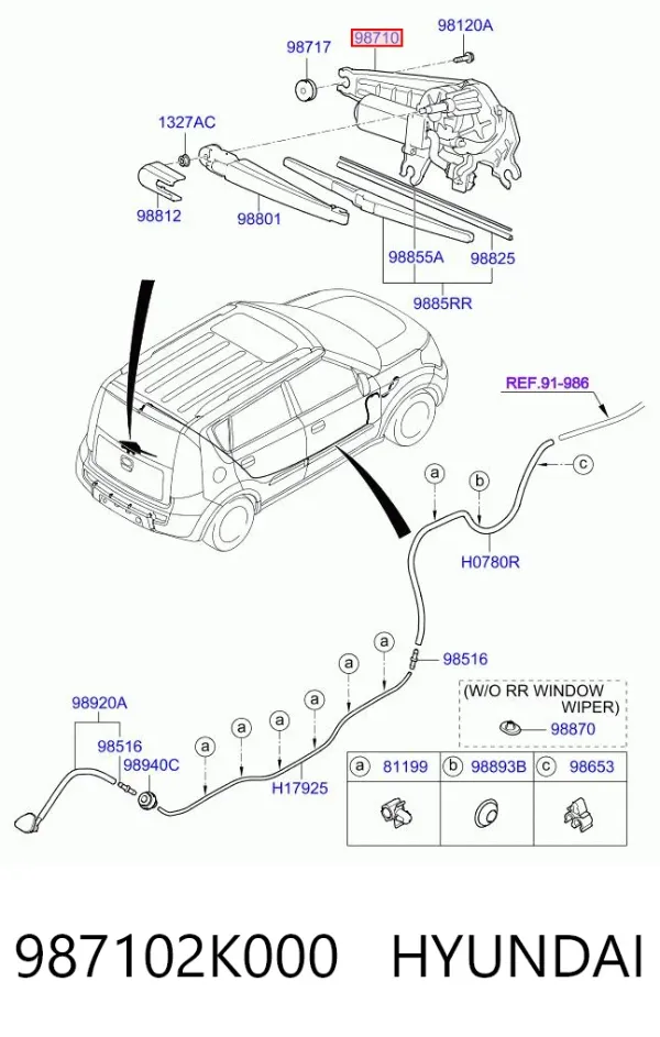 Моторчик заднього склоочисника 987102K000 Hyundai/Kia