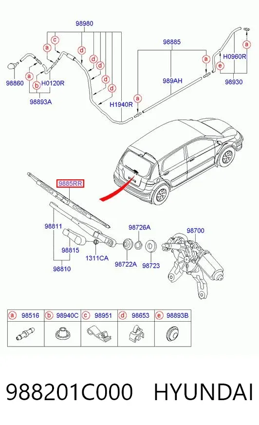 Задня щітка 988201C000 Hyundai/Kia