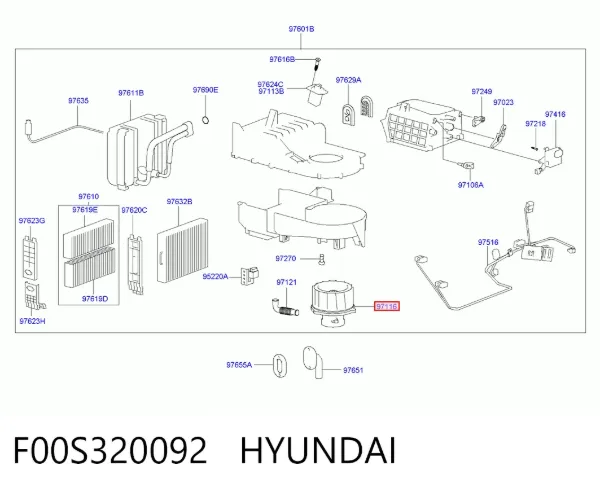 Вентилятора пічки F00S320092 Hyundai/Kia