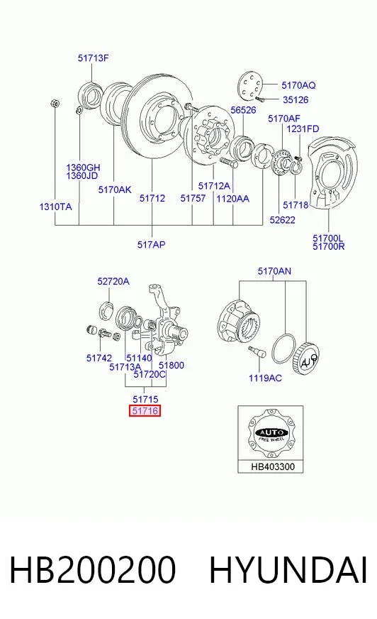 Цапфа - поворотний кулак передній, правий HB200200 Hyundai/Kia