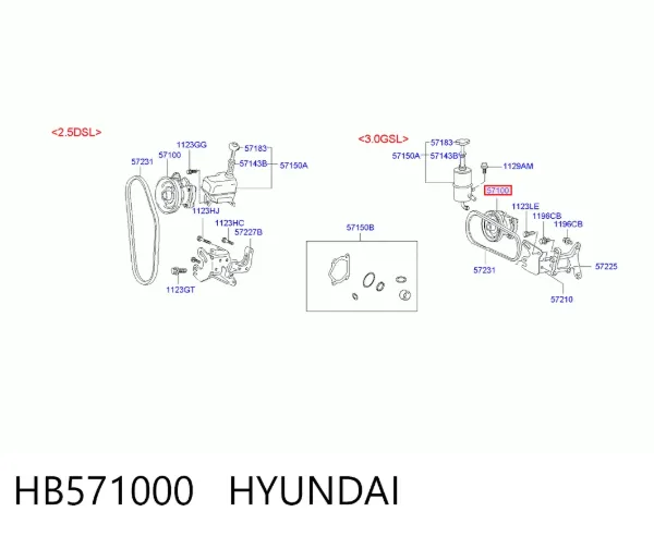 Насос ГУР HB571000 Hyundai/Kia