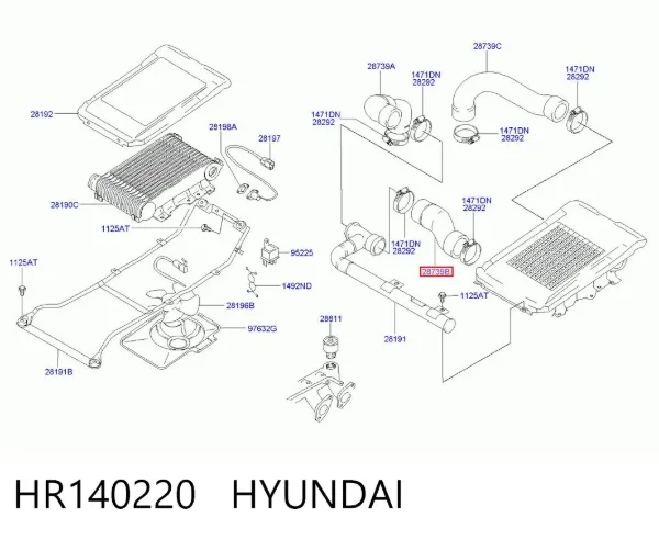Шланг/патрубок интеркуллера HR140220 Hyundai/Kia