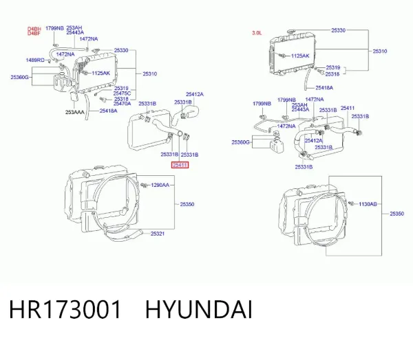 Шланг/патрубок радіатора охолодження, верхній HR173001 Hyundai/Kia