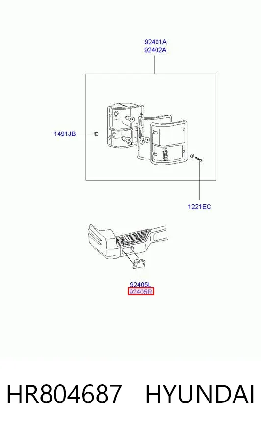 Ліхтар заднього бампера, правий HR804687 Hyundai/Kia