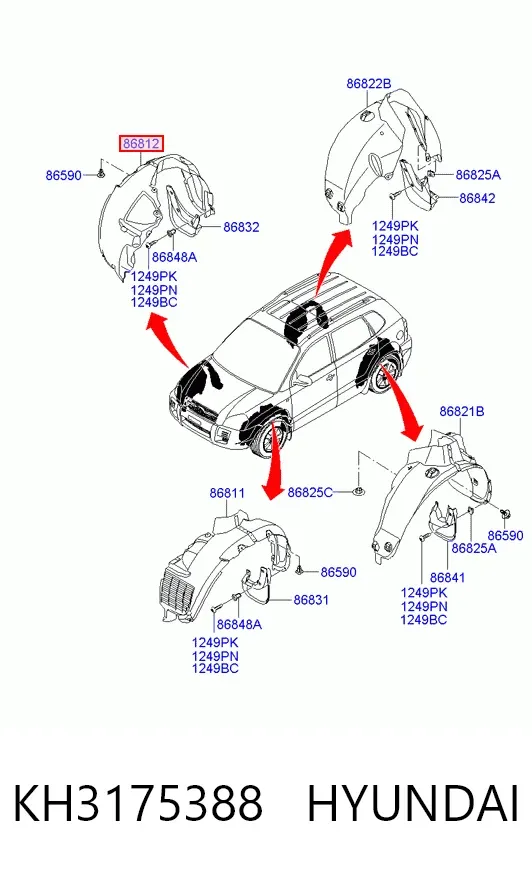 Підкрилок передній правий KH3175388 Hyundai/Kia