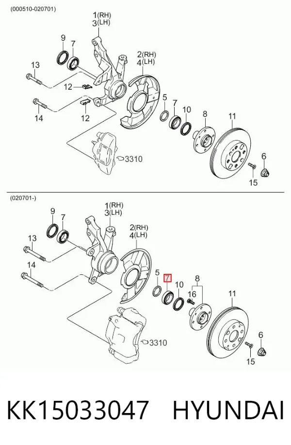 Підшипник ступиці KK15033047 Hyundai/Kia